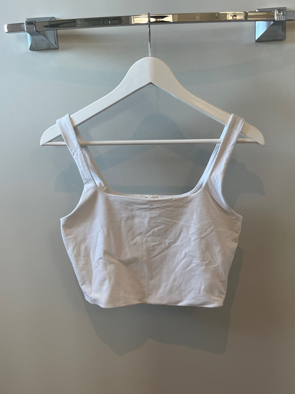 White Women's Square Neck Crop Tank Top - Garage